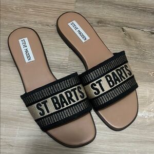 Steve Madden Black and Gold Sandals